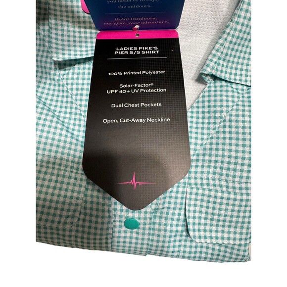 Habit Pike's Pier Fishing Shirt UPF 40+ Turquoise Check Ladies Medium MSRP 34.99 - Picture 7 of 13